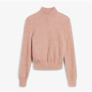Express x Negin Mirsalehi Mock Neck Fuzzy Sweater Cozy Soft Lounge Size Large